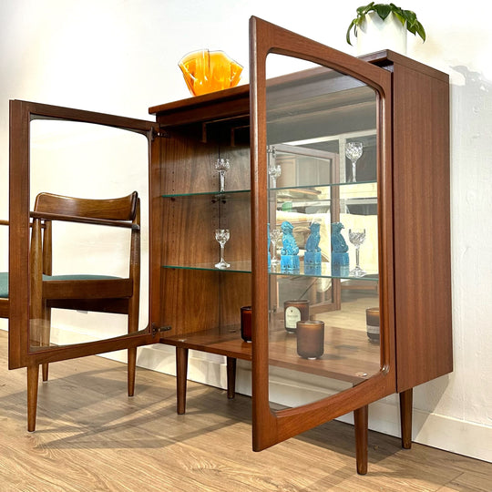 Mid Century Walnut Display Cabinet by Noblett