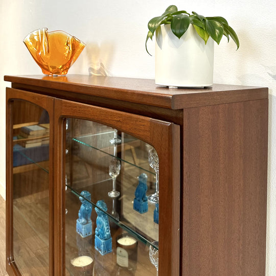 Mid Century Walnut Display Cabinet by Noblett