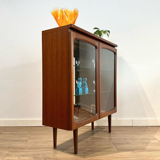 Mid Century Walnut Display Cabinet by Noblett