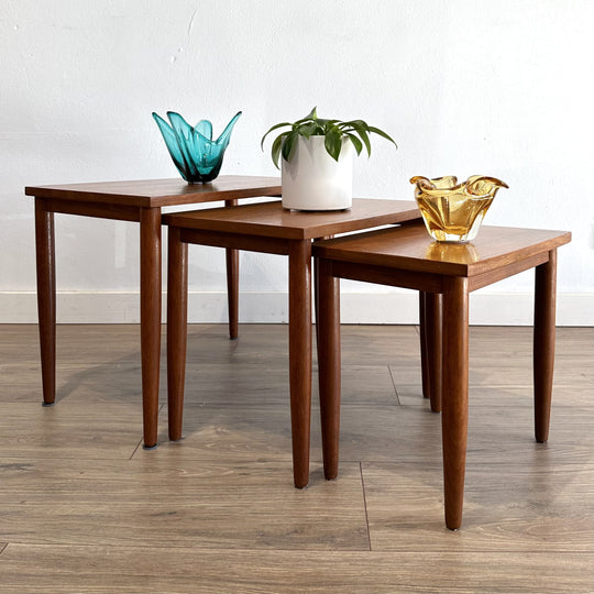 Mid Century Teak Nesting Tables Coffee Side Tables Parker 