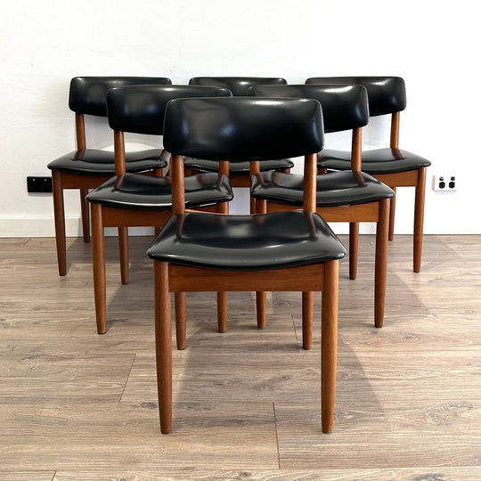 6x Mid Century Teak Dining Chairs by Chiswell