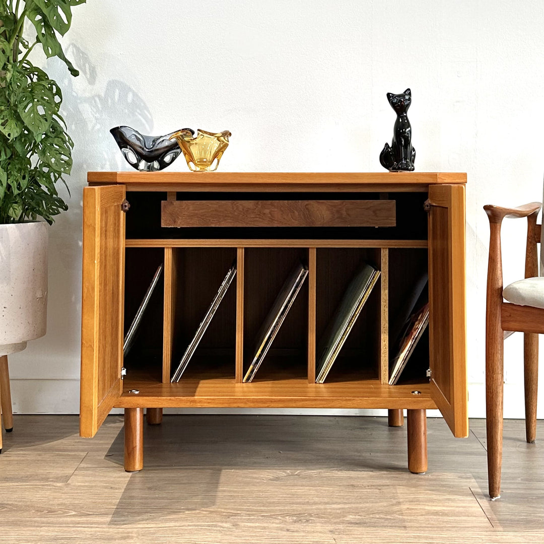 Mid Century Teak Sideboard LP Record Cabinet by Parker