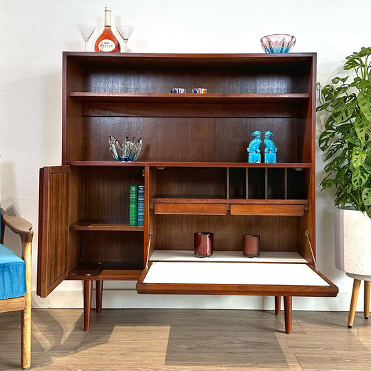 Mid Century Walnut Sideboard Buffet Storage Cabinet by Chiswell