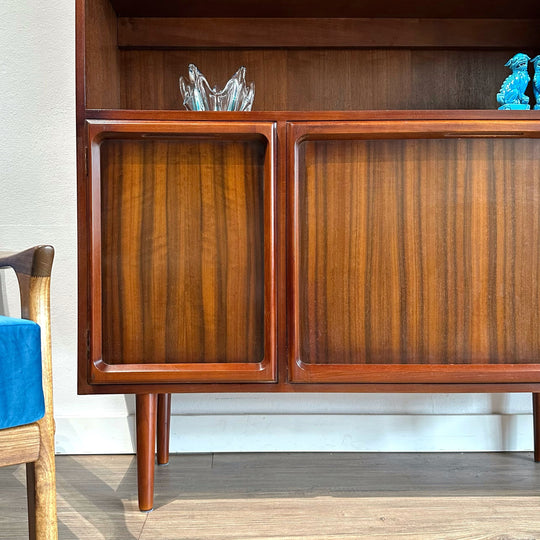 Mid Century Walnut Sideboard Buffet Storage Cabinet by Chiswell