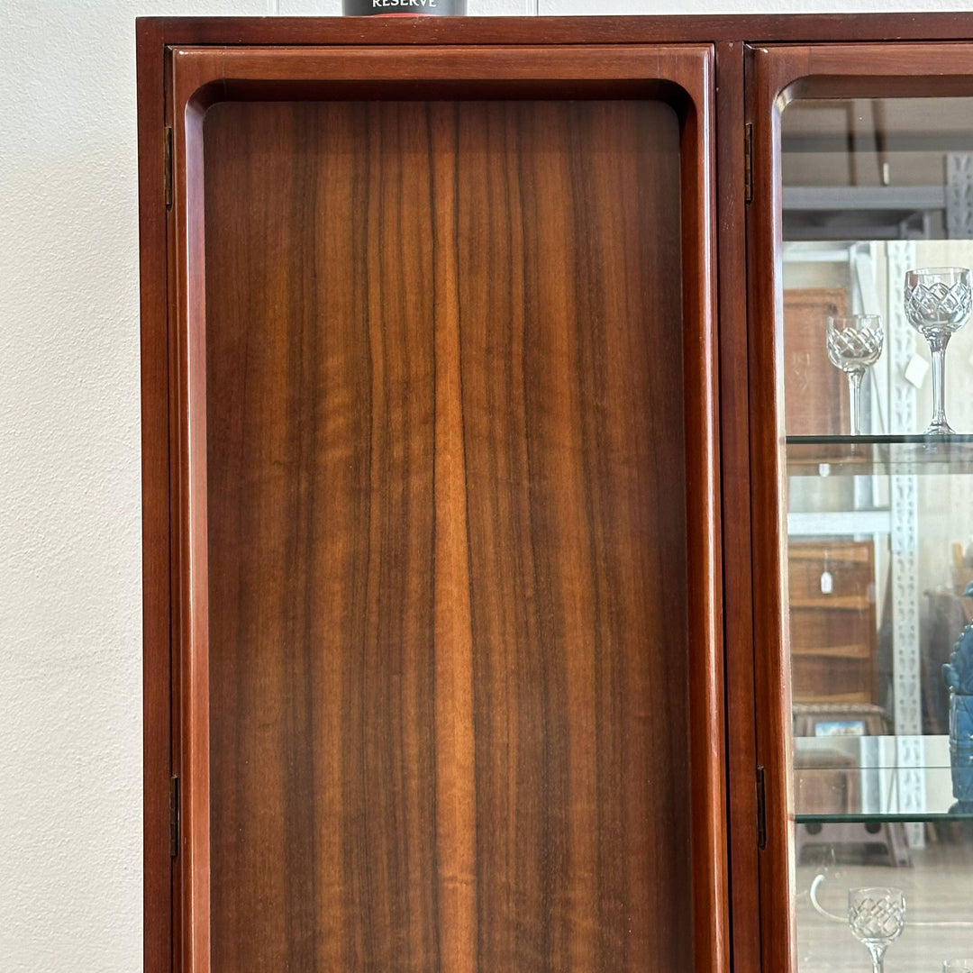 Mid Century Walnut Sideboard Buffet Display Cabinet by Chiswell