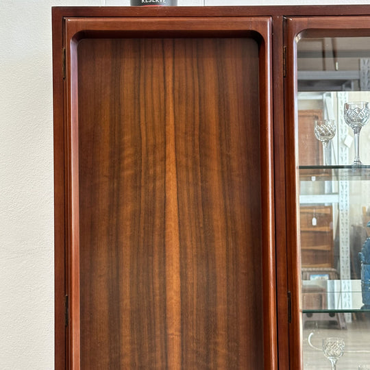 Mid Century Walnut Sideboard Buffet Display Cabinet by Chiswell