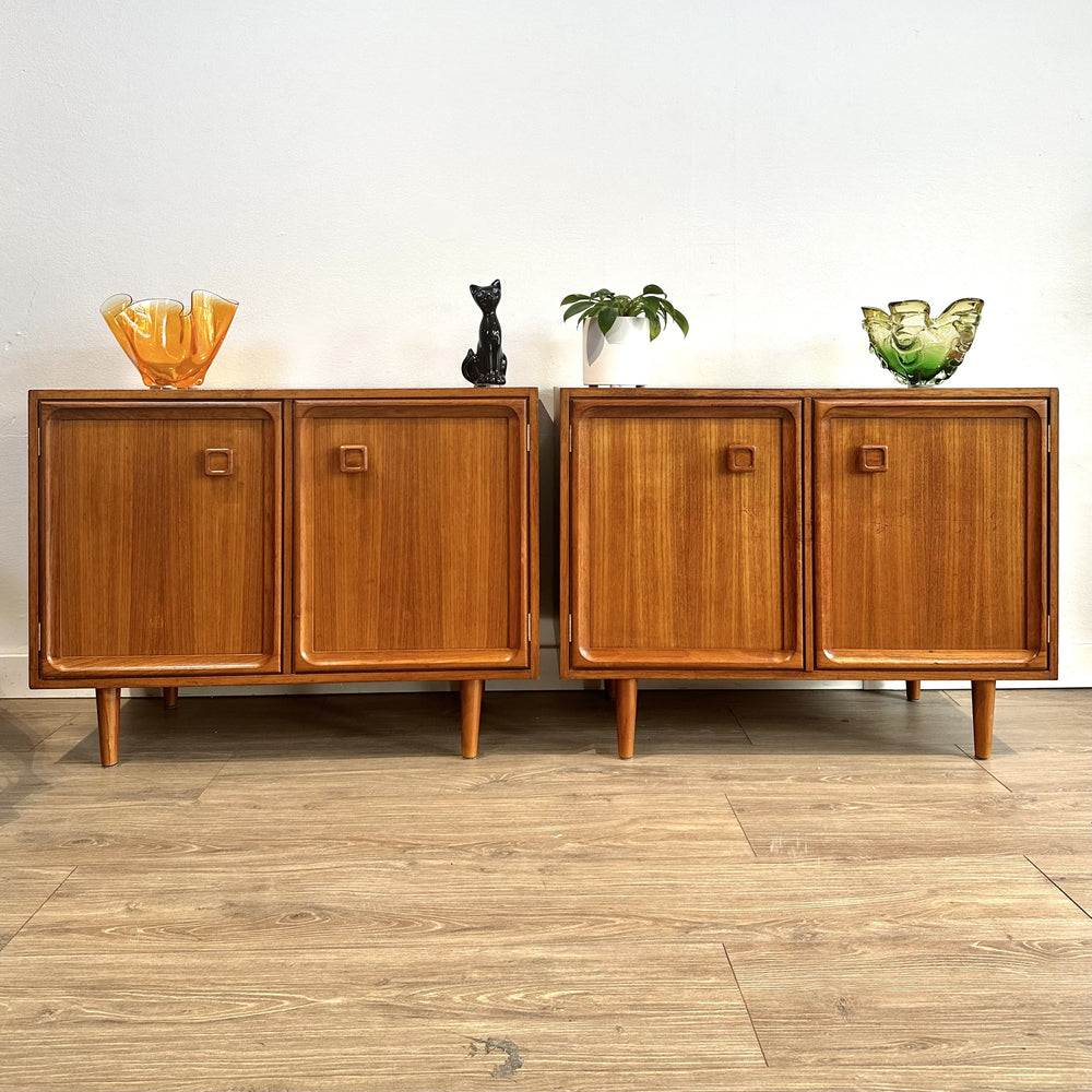 Pair of Parker Teak Sideboard LP Record Cabinet Bedside Tables