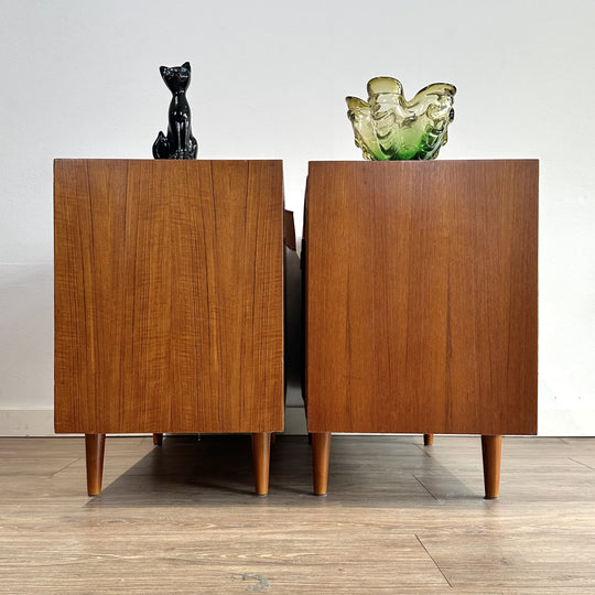 Pair of Parker Teak Sideboard LP Record Cabinet Bedside Tables