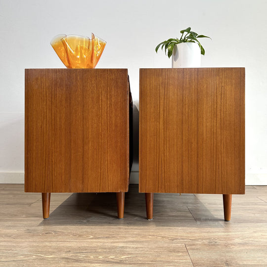 Pair of Parker Teak Sideboard LP Record Cabinet Bedside Tables