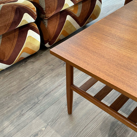 Mid Century Teak Coffee Table with Magazine Shelf