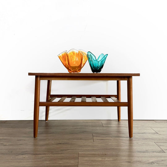 Mid Century Teak Coffee Table with Magazine Shelf