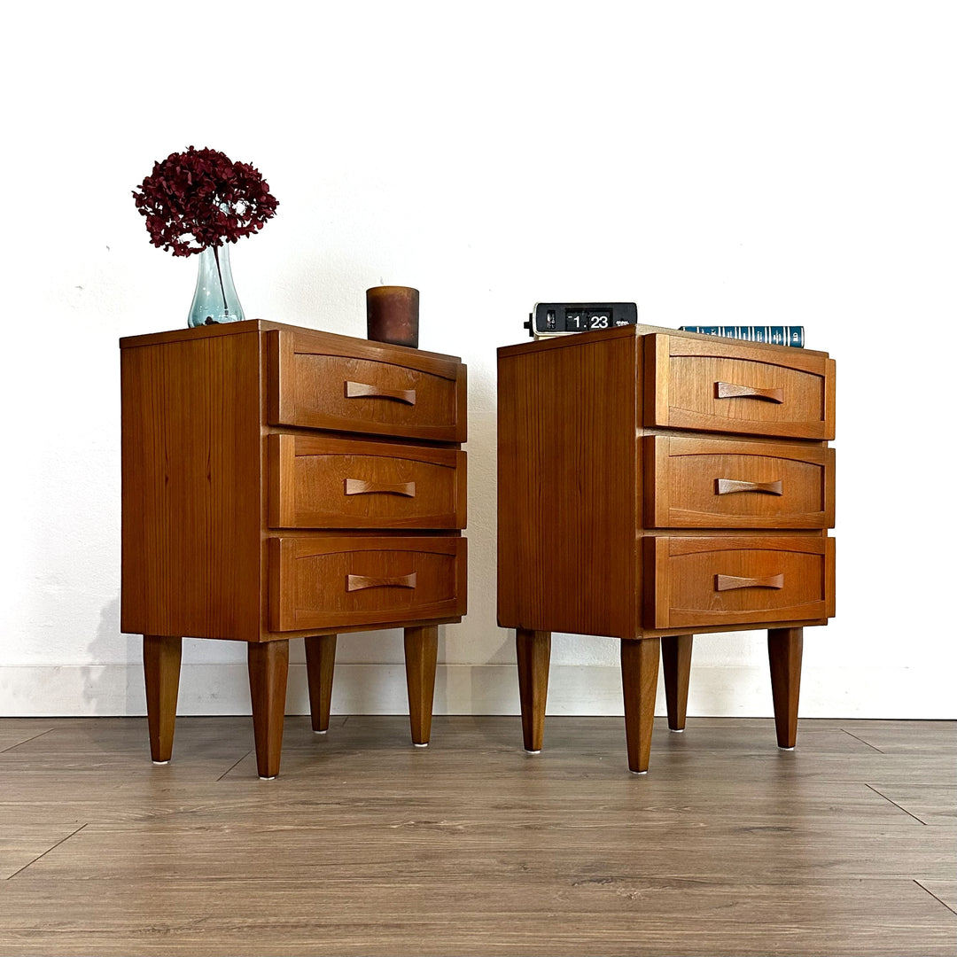 Mid Century Teak Berryman Bedside Tables 