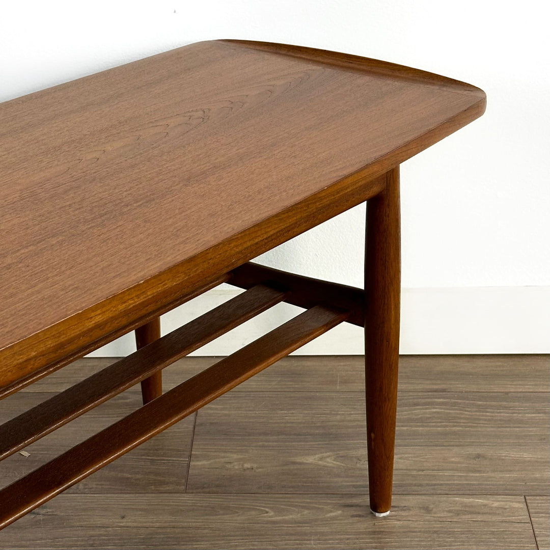 Mid Century Teak Surfboard Coffee Table by Parker Furniture - restored