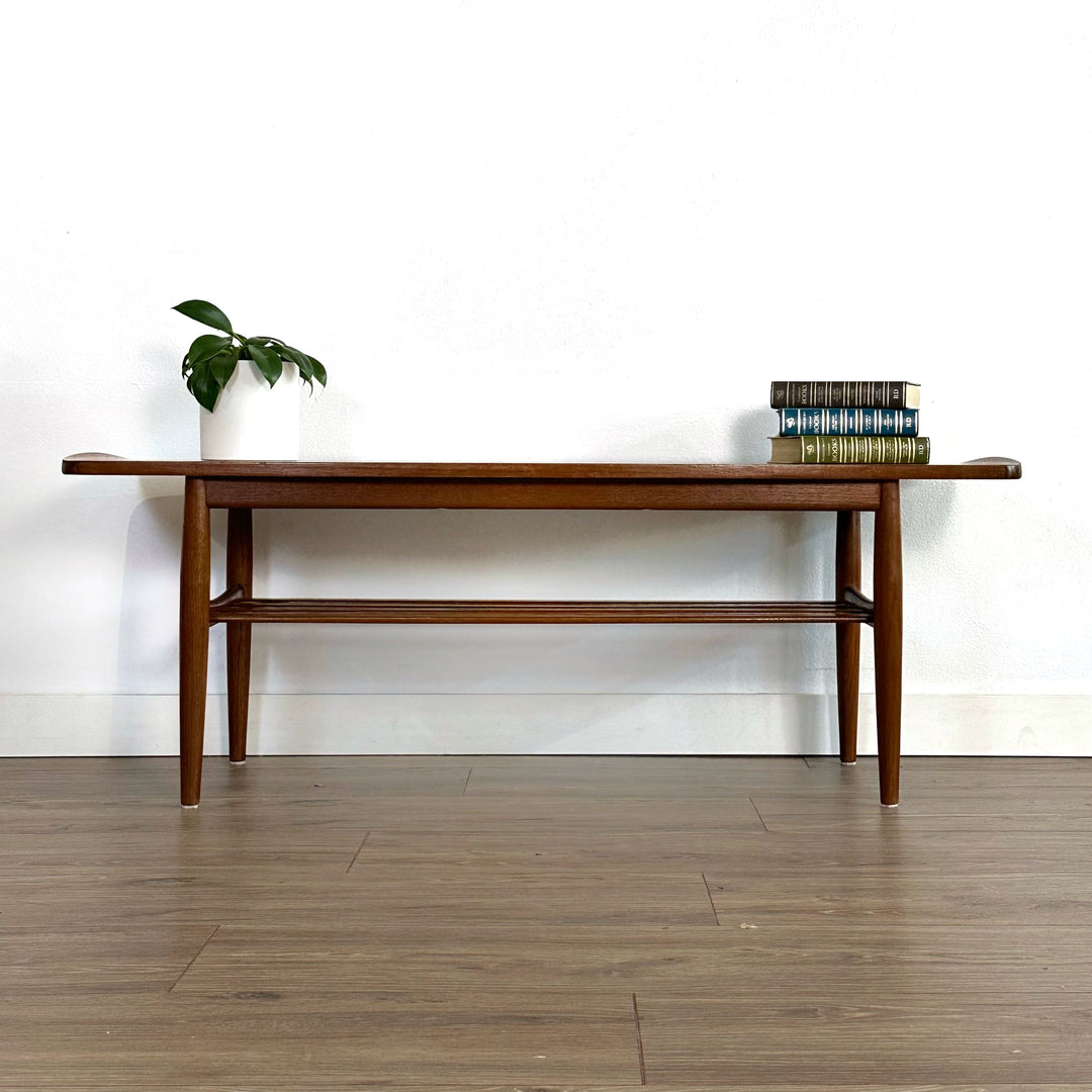 Mid Century Teak Surfboard Coffee Table by Parker Furniture - restored