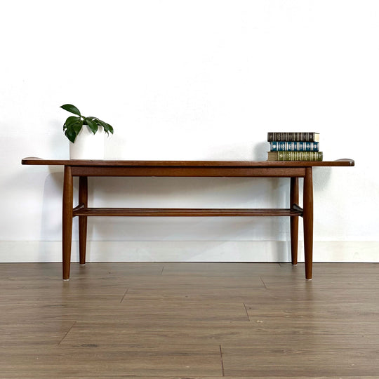 Mid Century Teak Surfboard Coffee Table by Parker Furniture - restored