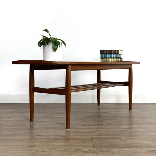 Mid Century Teak Surfboard Coffee Table by Parker Furniture - restored