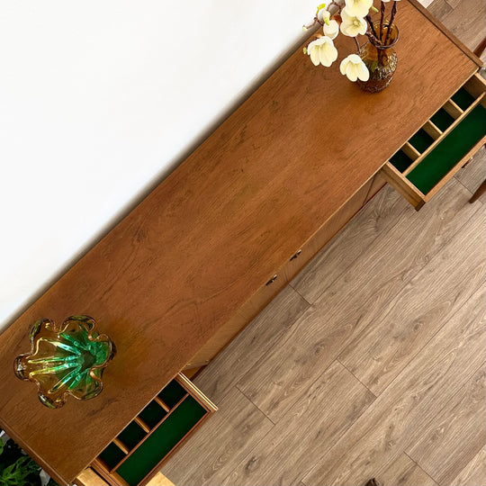 Mid Century Cats Eye Teak and Blackwood Sideboard by Parker