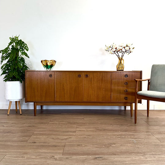 Mid Century Cats Eye Teak and Blackwood Sideboard by Parker