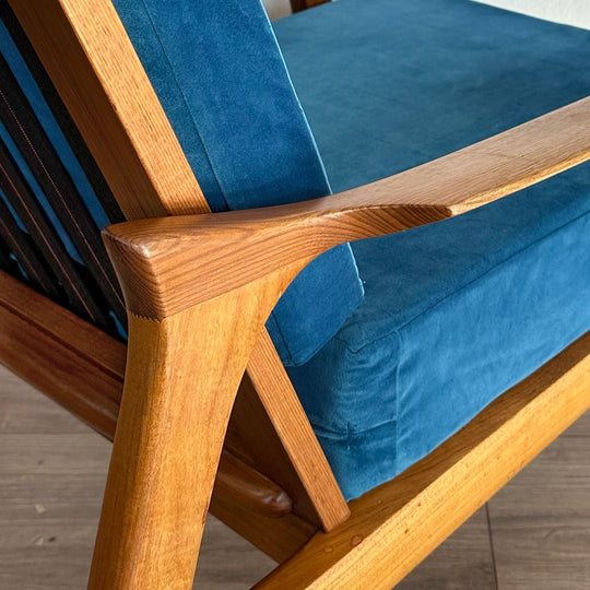 Mid Century Occasional Chairs by Danish De Luxe in Blue Velvet Upholstery