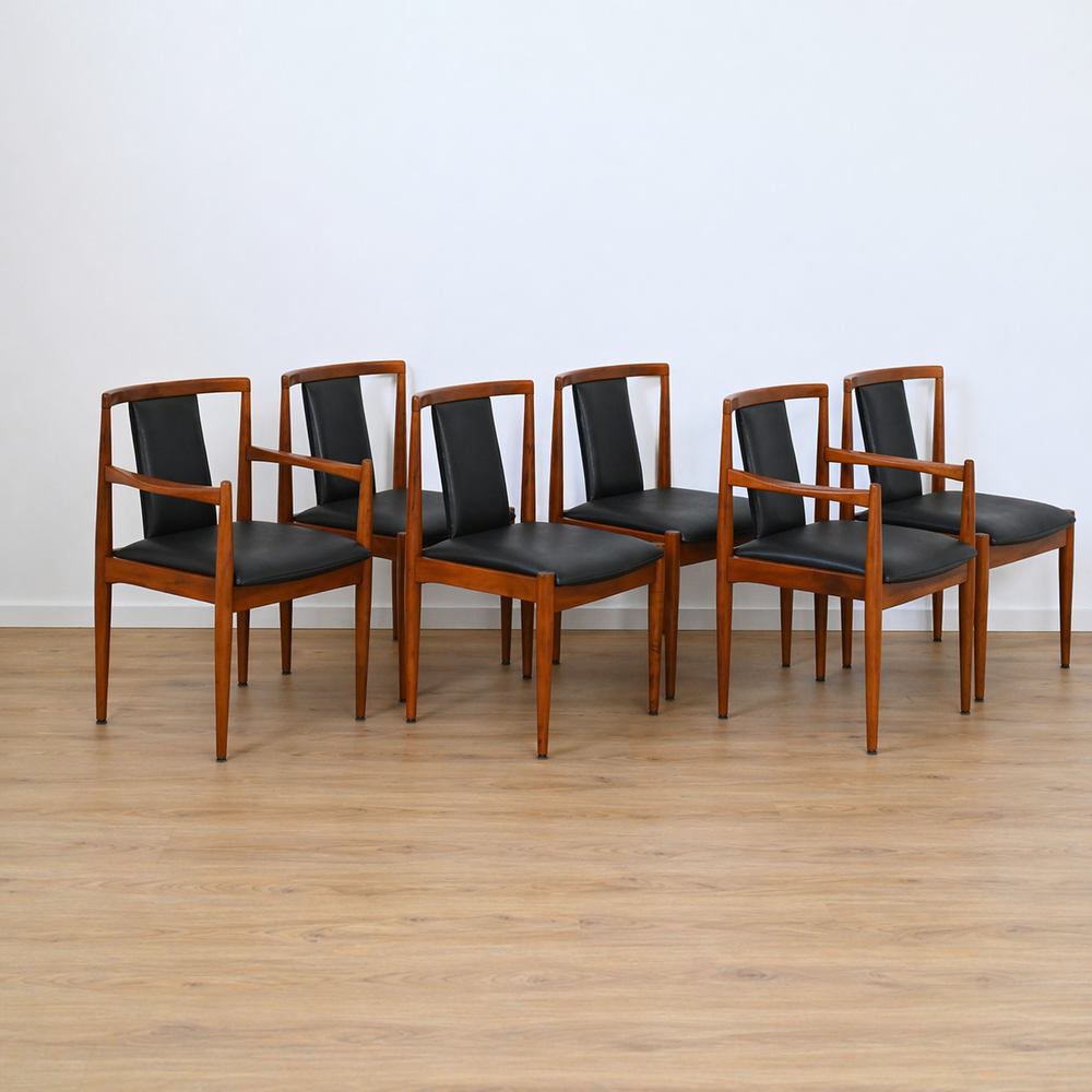 6x T Back Dining Chairs in Black Vinyl by Parker Furniture