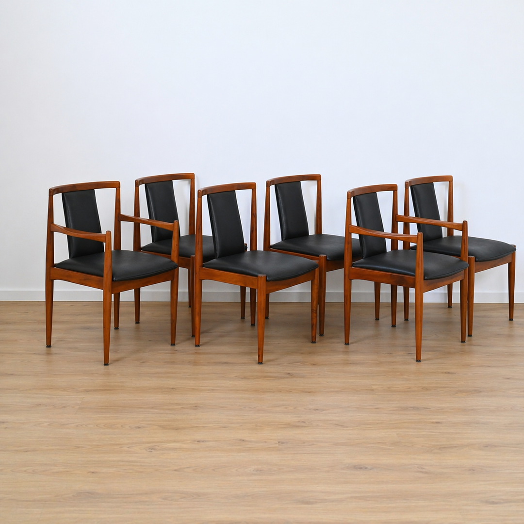 6x T Back Dining Chairs in Black Vinyl by Parker Furniture