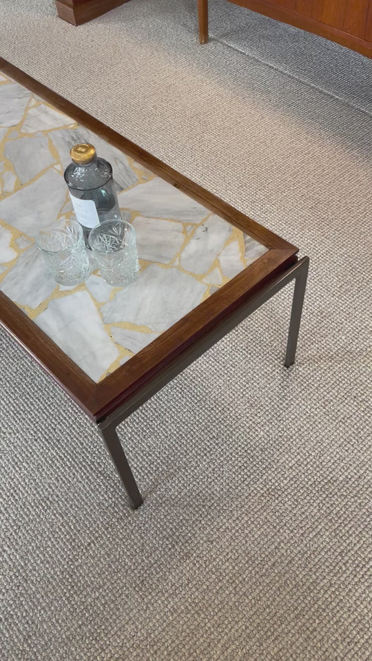 Mid Century White Terrazzo Coffee Table by Framac